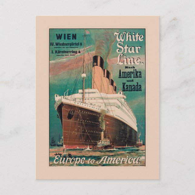 White Star Line Vintage affisch 1914 Vykort (Framsida)