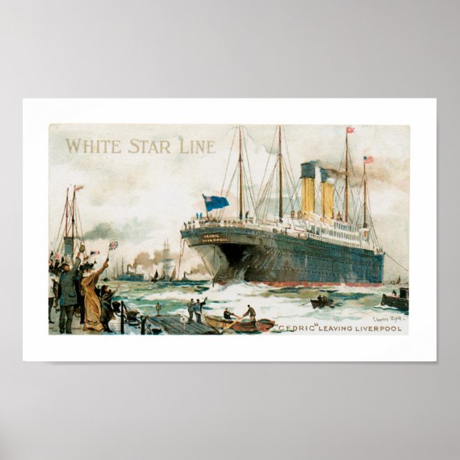 White Star Line's Cedric Lämnande Liverpool Poster (Framsidan)