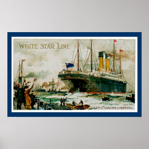 White Star Line's Cedric Lämnande Liverpool Poster