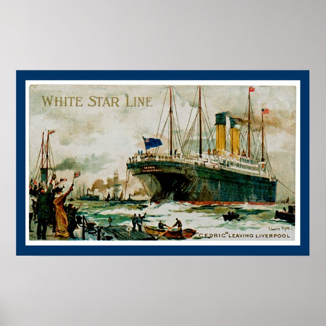 White Star Line's Cedric Lämnande Liverpool Poster (Framsidan)