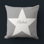 White Star Modern Snyggt Grått Background Monogram Kudde<br><div class="desc">Vit stjärna Modern Snyggt Grått-bakgrundsbild Monogram Pillow.</div>