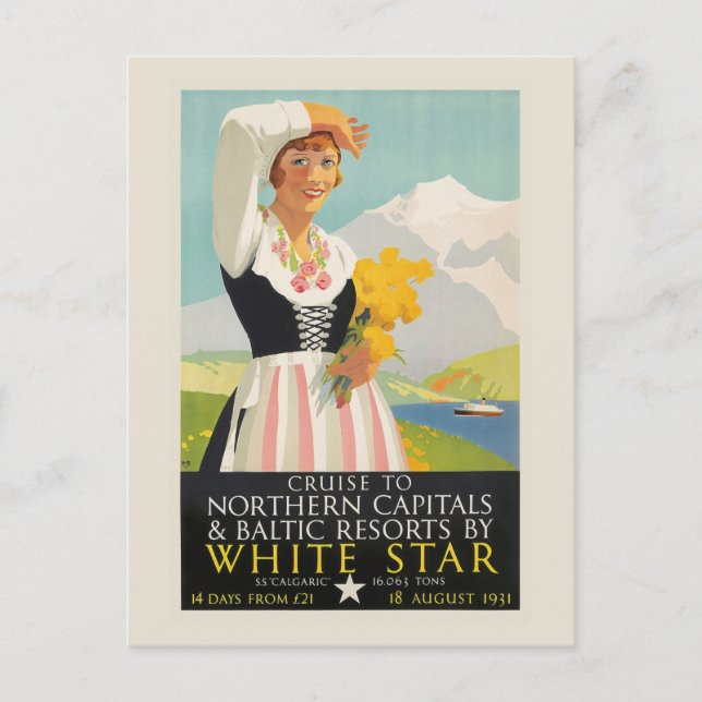 White Star Vintage affisch 1931 Vykort (Framsida)