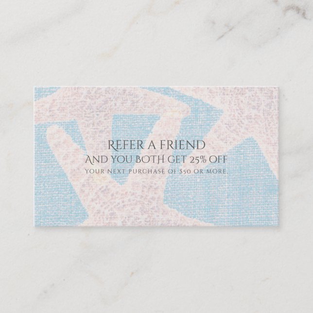 White Starfish & Blue Burlap Beach Refer a Friend Rabattkort (Framsida)