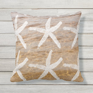 White Starfish Mönster Nautical Sandy Beach Vatten Kudde