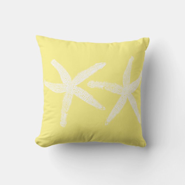 White Starfish Sunny Gult Sunshine Beach Cute Kudde (Framsida)