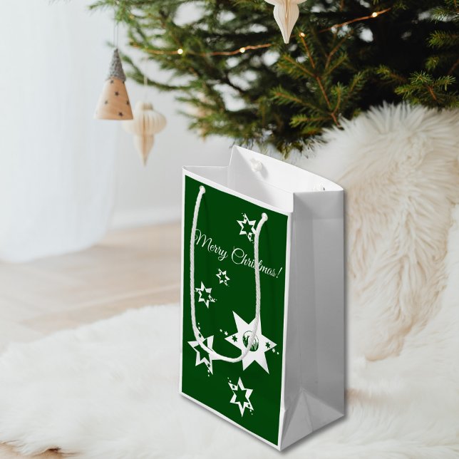 White Stars Lawn Care Service Logotyp God Jul (White Stars Lawn Care Service Logo Merry Christmas Small Gift Bag)