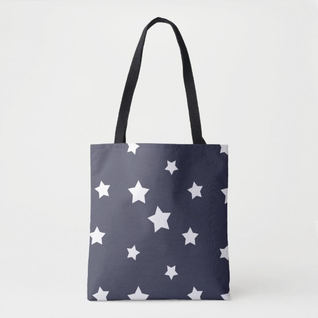 White Stars Mönster, Cute Women's Tote Tygkasse (Framsida)