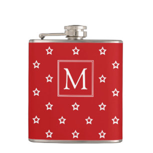 White Stars Mönster på Bright Red Monogram Fickplunta