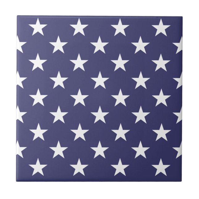 White Stars Patriotic American Flagga Mönster Kakelplatta (Framsidan)