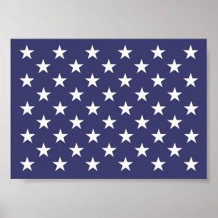 White Stars Patriotic American Flagga Mönster Poster