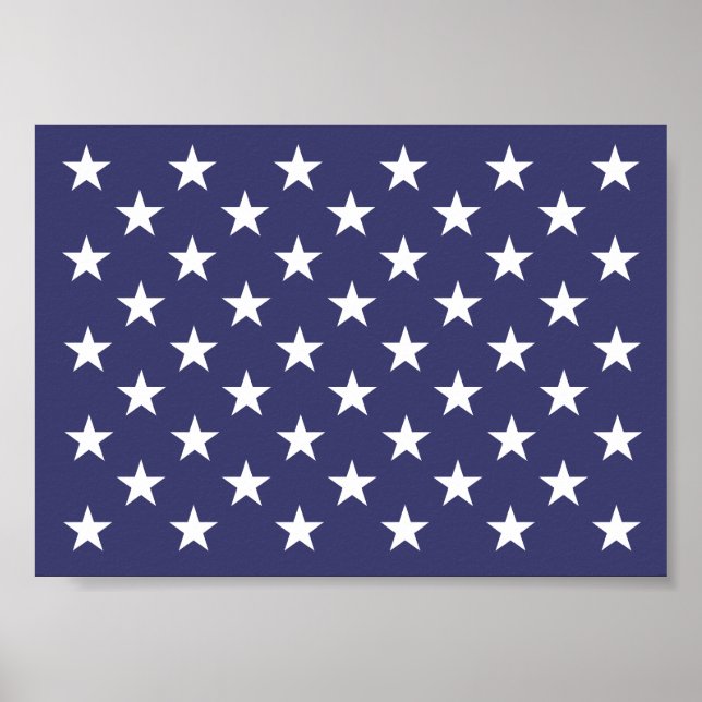 White Stars Patriotic American Flagga Mönster Poster (Framsidan)