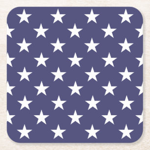 White Stars Patriotic American Flagga Mönster Underlägg Papper Kvadrat