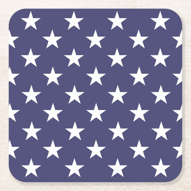 White Stars Patriotic American Flagga Mönster Underlägg Papper Kvadrat (Framsidan)