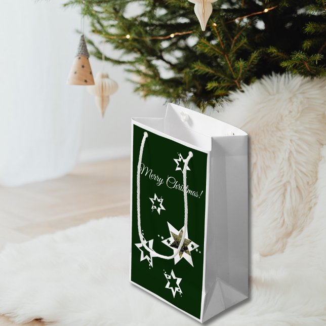 White Stars Trädgårdsservice Foto God Jul (White Stars Garden Service Photo Merry Christmas Small Gift Bag, Custom Photo, Custom Color
)