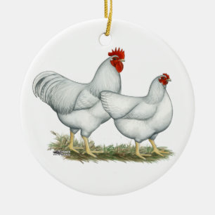 White Sten Chickens Julgransprydnad Keramik