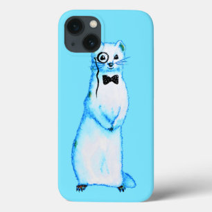 White Stoat Ermine Cute Ferret Älskare Art