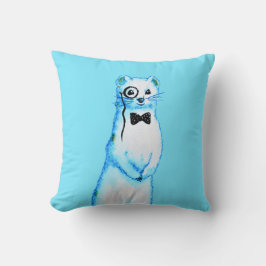 White Stoat Ermine Cute Ferret Älskare Art Kudde