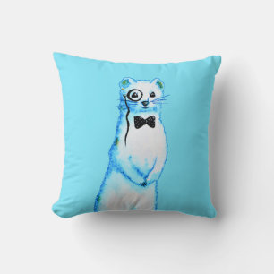 White Stoat Ermine Cute Ferret Älskare Art Kudde