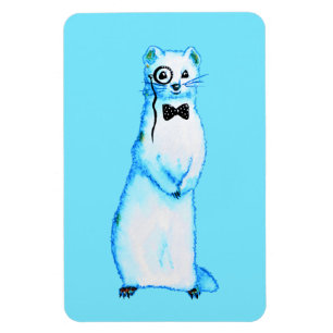 White Stoat Ermine Cute Ferret Älskare Art Magnet
