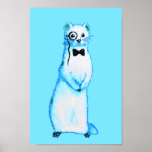 White Stoat Ermine Cute Ferret Älskare Art