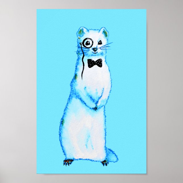 White Stoat Ermine Cute Ferret Älskare Art Poster (Framsidan)