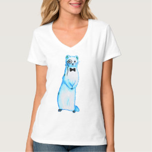 White Stoat Ermine Cute Ferret Älskare Art T Shirt