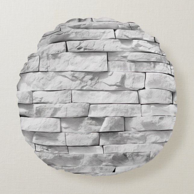 White Stone Textures Design Serie 3 Rund Kudde (Framsidan)