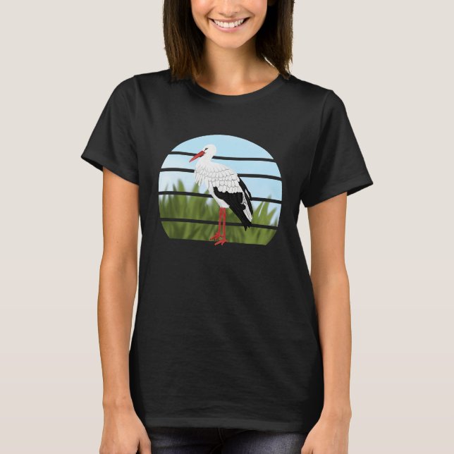 White Stork Bird Bird Birdwatcher Animal Biologist T Shirt (Framsida)