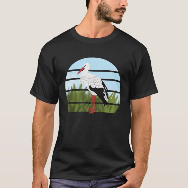 White Stork Bird Bird Birdwatcher Animal Biologist T Shirt (Framsida)
