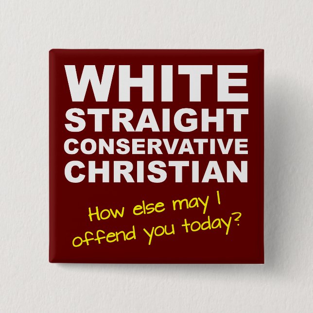 White Straight Conservative Christian Button Badge Knapp (Framsida)
