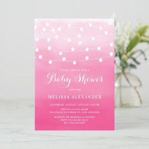 White String Ljus Rosa Ombre Baby Shower Inbjudningar