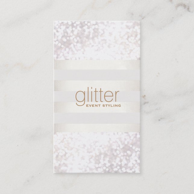 White Stripe Bokeh Glitter Visitkort (Framsida)