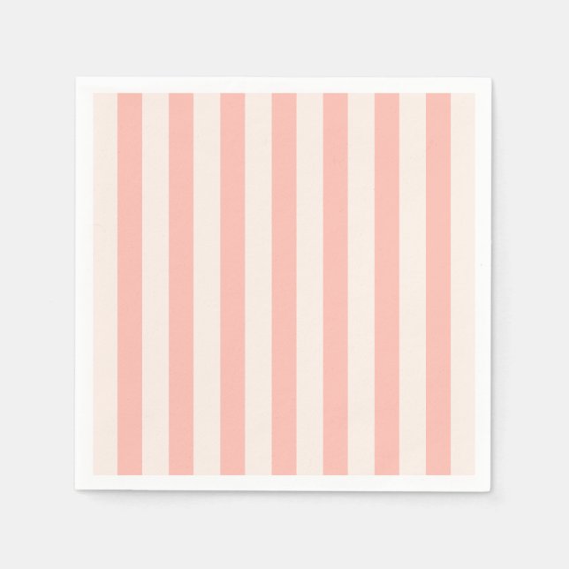 White Stripes på Pastellrosa Modern Minimalistisk Pappersservett (Framsidan)