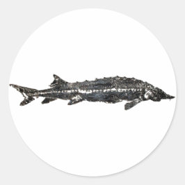 White Sturgeon Gyotaku-40-Item Runt Klistermärke