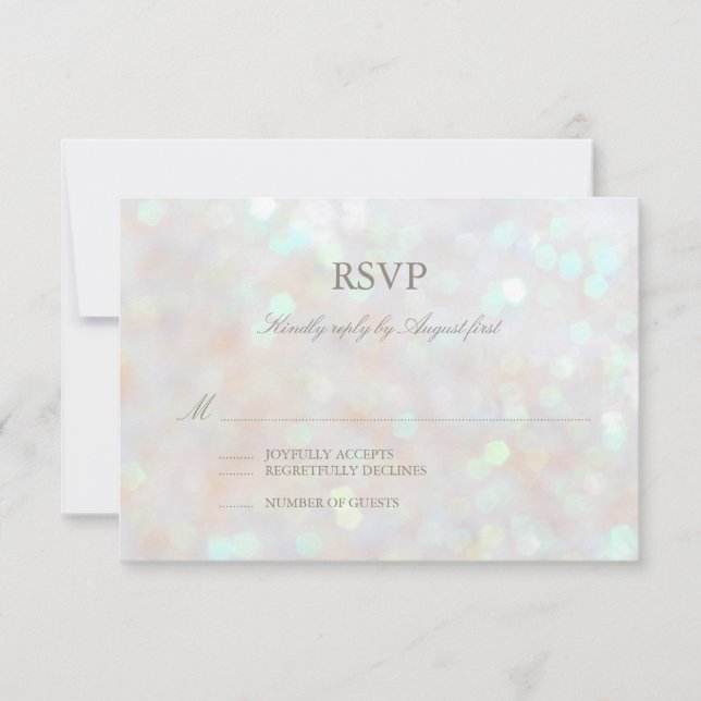 White Subtle Glitter Bokeh Bröllop OSA Card Kort (Framsida)