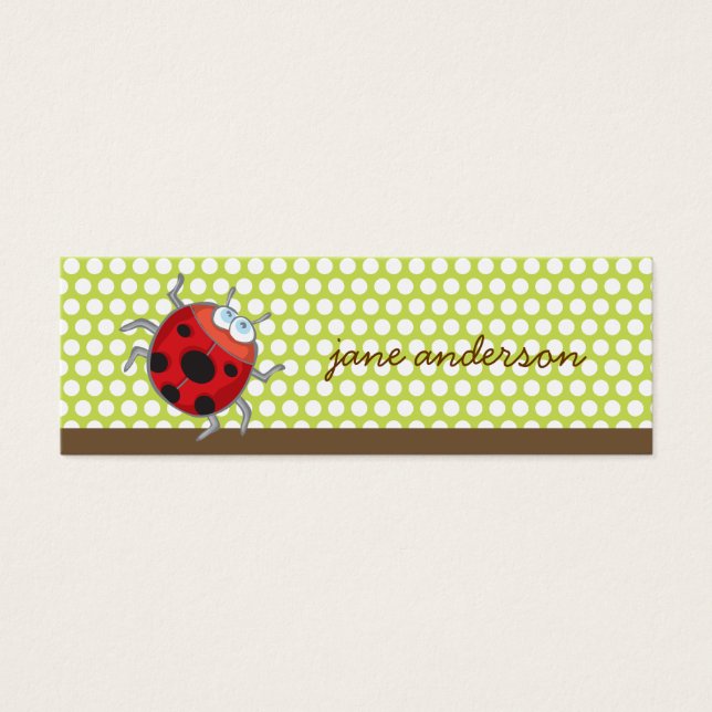 White Summer Daisy + Ladybug Tack Gift Märkre / Litet Visitkort (Framsidan)