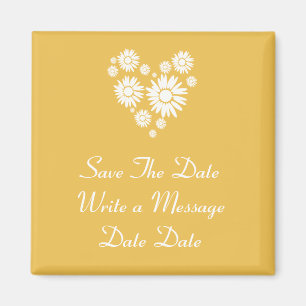 White Sunblommor Spara datum magneter