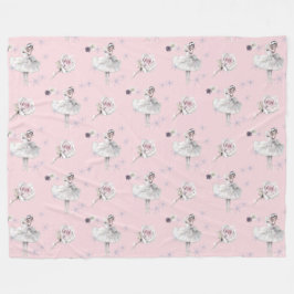 White Svan Ballerina vid Snö Rosa Fleecefilt