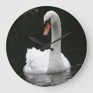 White Svan Clock Stor Klocka