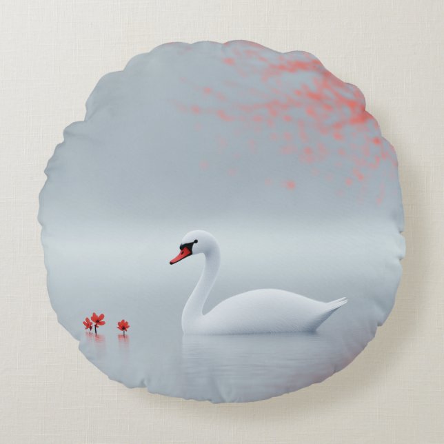 White Svan Design Rund Kudde (Framsidan)