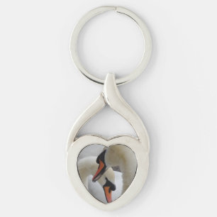 White Svanar Hjärtnyckelring Twisted Heart Silverfärgad Nyckelring