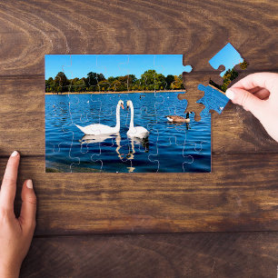 White svanar i Round Pond Kensington Gardens Pussel