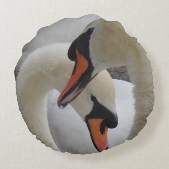 White Svanar Round Pillow Rund Kudde (Baksidan)