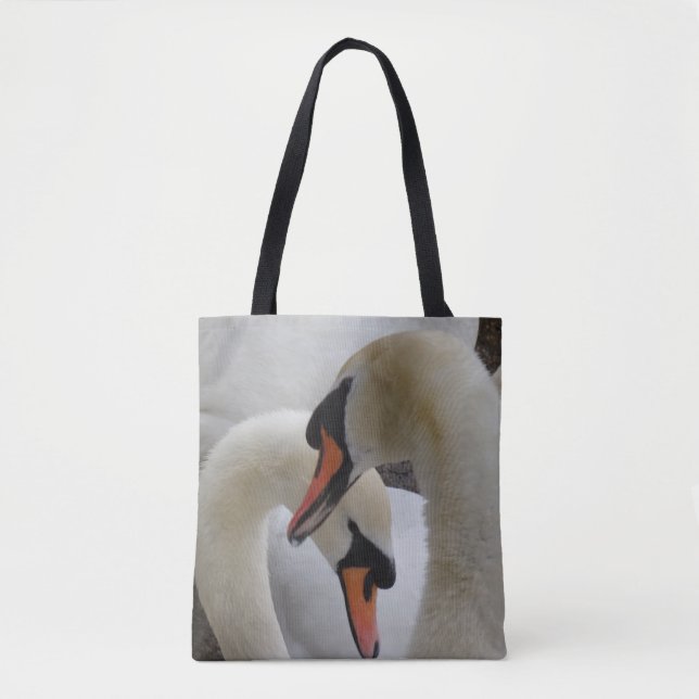 White Svanar Tote Bag Tygkasse (Framsida)