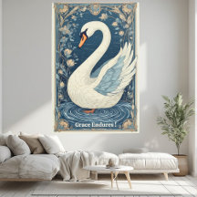 White Swan Art Nouveau Akvamarin Blå Vatten Juvelt