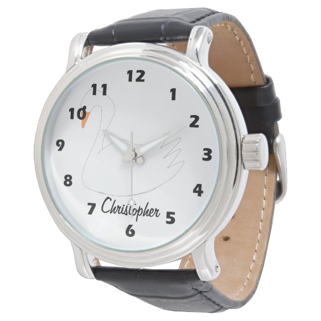 White Swan Design Personlig Armbandsur (Vinklad)