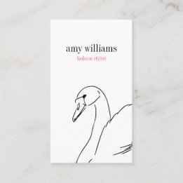 White swan illustration beauty stylish chic card visitkort