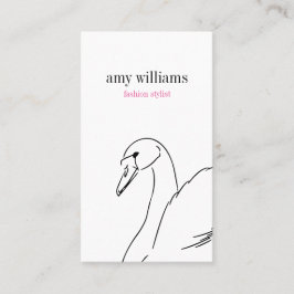 White swan illustration beauty stylish chic card visitkort