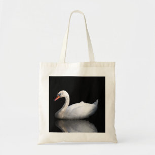 White swan on black tygkasse