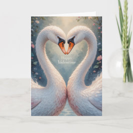 White Swans Valentine Romantic Love Birds  Helgkort